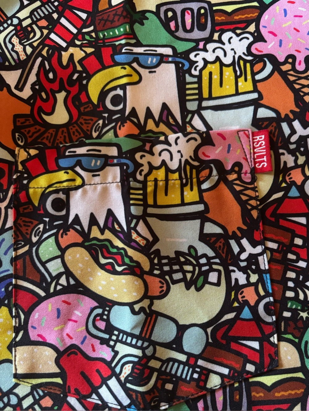RSVLTS Men's XL "Darty in the USA" KUNUFLEX Button Down Shirt - Picture 5 of 8